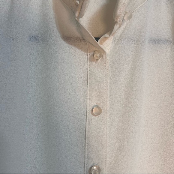 Vintage That’s Me! USA Button-Down High Neck Ruffled Sheer Blouse 100% Polyester - Picture 7 of 9